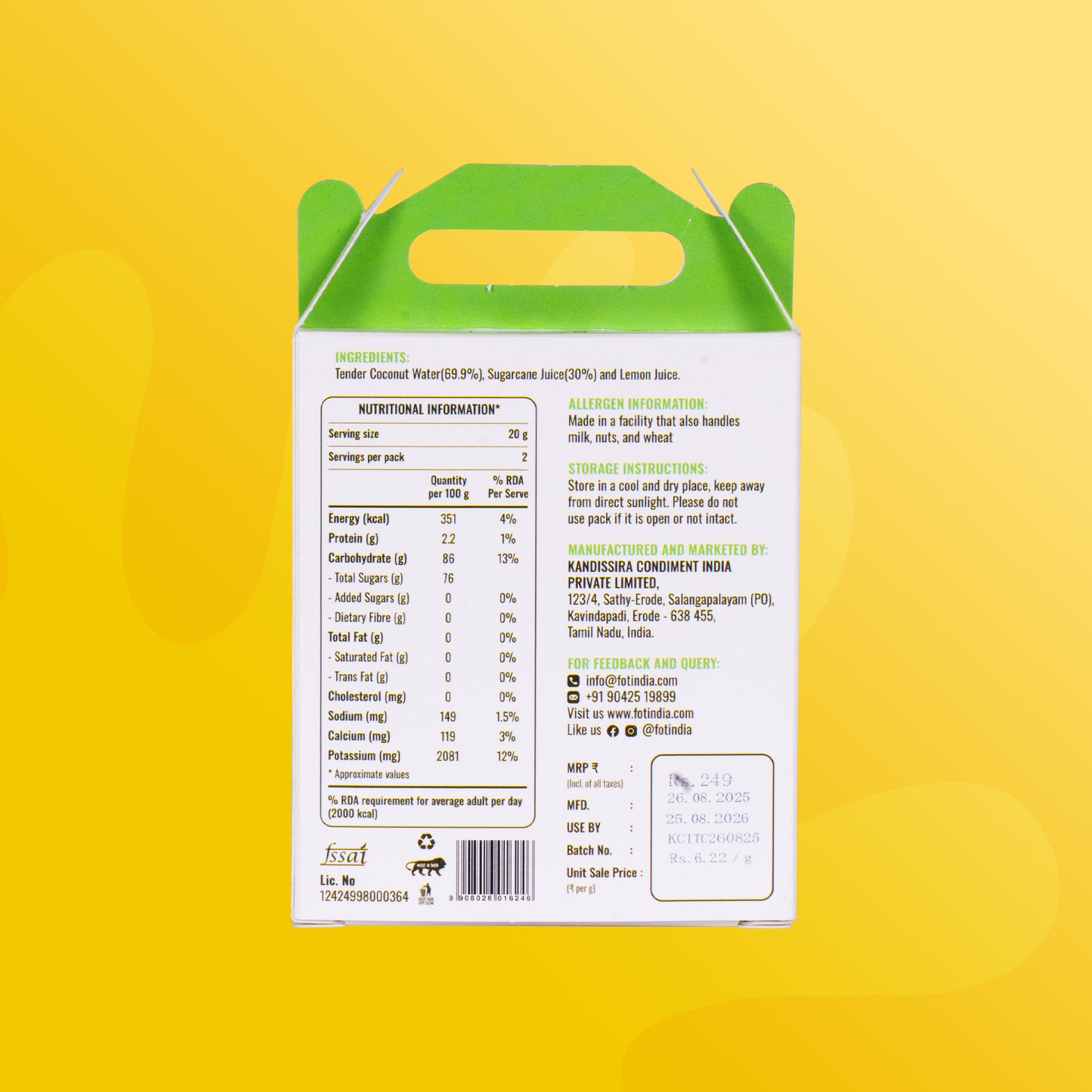 Freeze Dried Tender Coconut Water Powder with Sugarcane