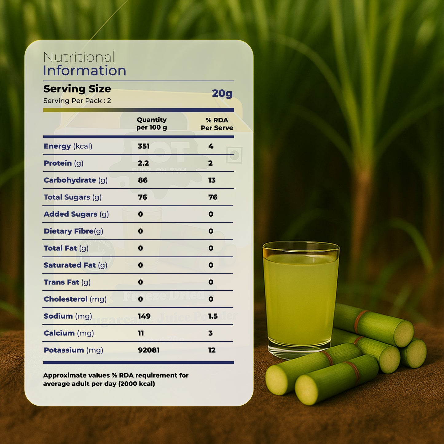 Freeze Dried Sugarcane Juice Powder
